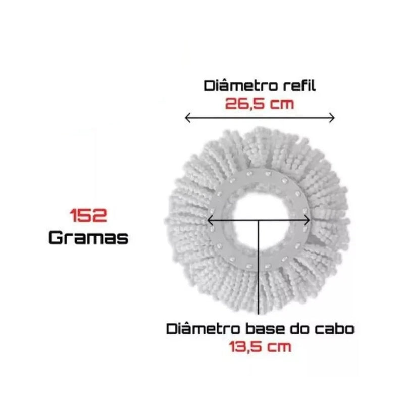 Balde Mop Giratório Esfregão 360 Refil 8 Litros