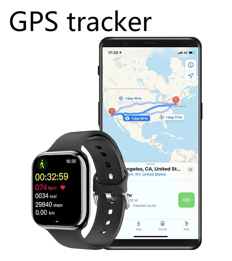 Relógio de Esportes Impermeável, Ultra Series NFC Smartwatch 9, para Homens e Mulheres, Chamada BT, Monitor de Saúde, Rastreador, Android, iOS, Mini