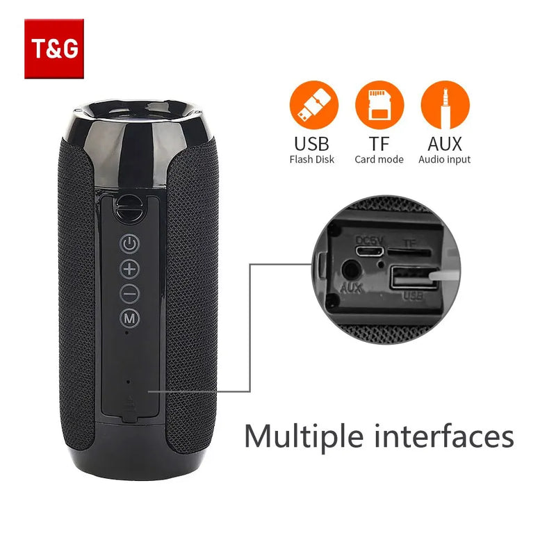 Alto-falante Bluetooth TG117,  portátil ao ar livre, TWS, caixa de som sem fio, surround estéreo, suporta rádio TF, chamada handsfree