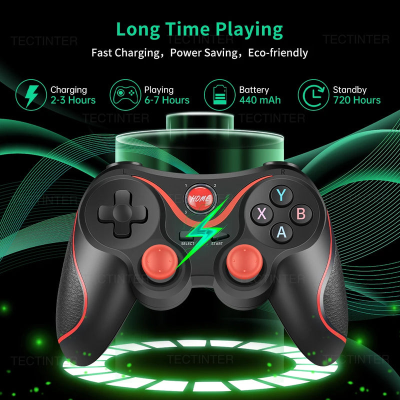 Controlador de jogo sem fio, Terios-T3 X3, Bluetooth Gamepad, Joystick para PC, PS3, iOS Phone, Nintendo Switch Acessórios