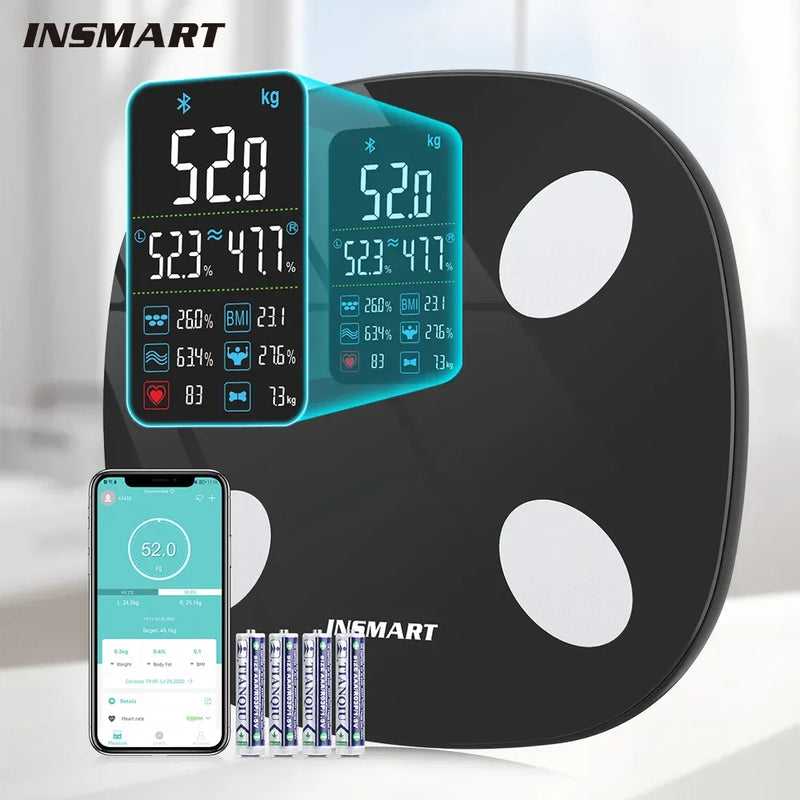 Balança digital INSMART para adultos, escala profissional inteligente de gordura corporal, balança inteligente de bioimpedância com capacidade de 180kg.